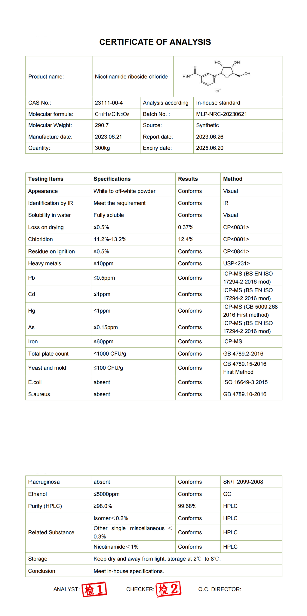 2 coa of Nicotinamide Riboside Chloride powder 2 coa of Nicotinamide Riboside Chloride powder